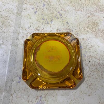 -193- VINTAGE | Western Motels Ashtray | Amber Glass