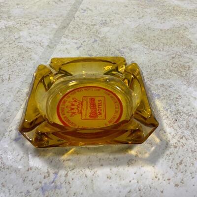 -193- VINTAGE | Western Motels Ashtray | Amber Glass