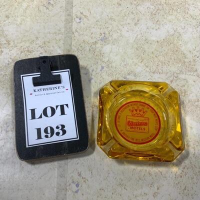 -193- VINTAGE | Western Motels Ashtray | Amber Glass