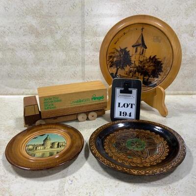 -194- VINTAGE | 3 German Wood Plates | Wooden Truck