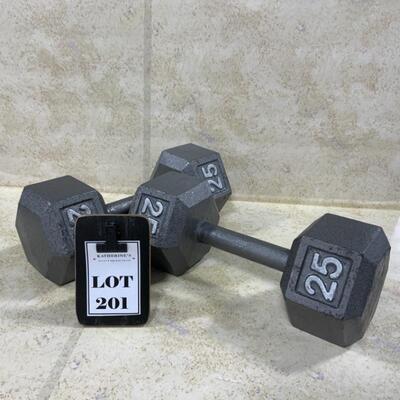 -201- Pair of 25 Pound Dumb Bells