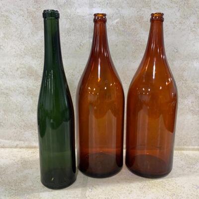 -204- Six Large Tall Glass Bottles | Wine | Beer | Sake