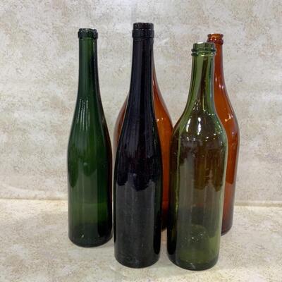 -204- Six Large Tall Glass Bottles | Wine | Beer | Sake