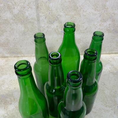 -205- Seven Unmarked Green Glass Bottles | Beer