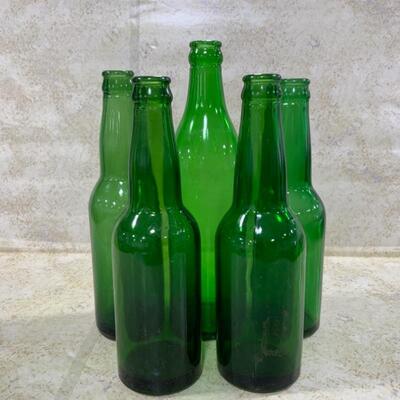-205- Seven Unmarked Green Glass Bottles | Beer