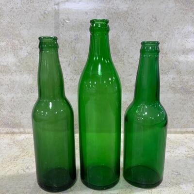 -205- Seven Unmarked Green Glass Bottles | Beer