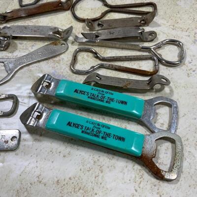 -206- VINTAGE | Eighteen Bottle Openers | PBR | Blatz | Gem | Peopleâ€™s