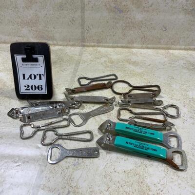 -206- VINTAGE | Eighteen Bottle Openers | PBR | Blatz | Gem | Peopleâ€™s