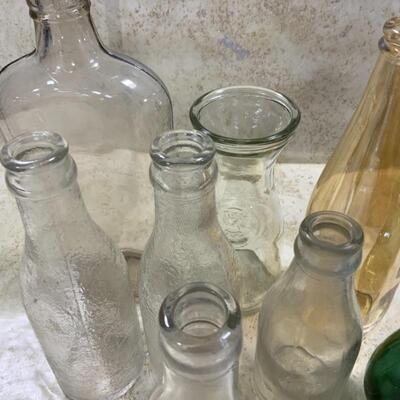 -209- VINTAGE | Smaller Bottles | Clear Glass | Carnival | Green