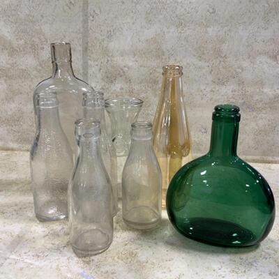 -209- VINTAGE | Smaller Bottles | Clear Glass | Carnival | Green
