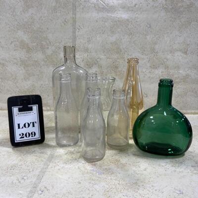 -209- VINTAGE | Smaller Bottles | Clear Glass | Carnival | Green