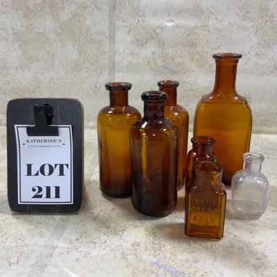 -211- VINTAGE | Seven Small Medicine Bottles 