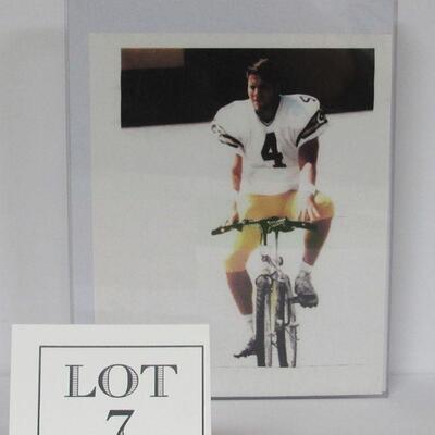 Brett Favre Riding a Bicycle Photograph in Plastic Frame