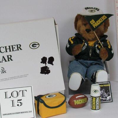 Danbury Mint GB Packers Bleacher Bear Set in Box - Click on photo for description and more pics