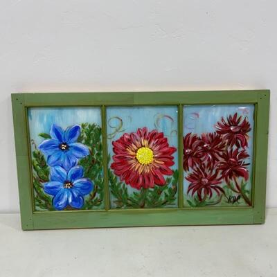 -233- Hand Painted Floral Window | Bright & Cheerful!