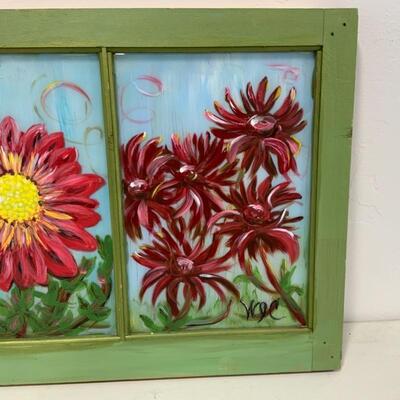 -233- Hand Painted Floral Window | Bright & Cheerful!
