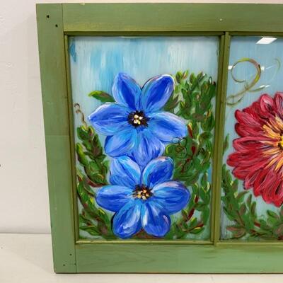 -233- Hand Painted Floral Window | Bright & Cheerful!