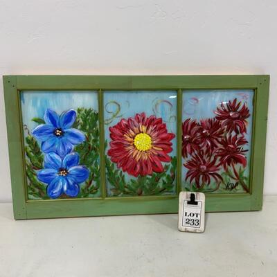 -233- Hand Painted Floral Window | Bright & Cheerful!