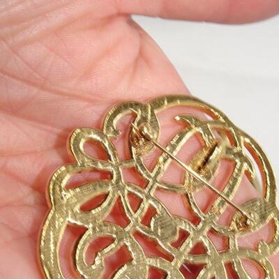 2 Gold Tone MCM Brooches 