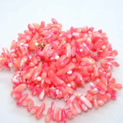 Multi Strand Coral / Shell Like Beaded Necklace 