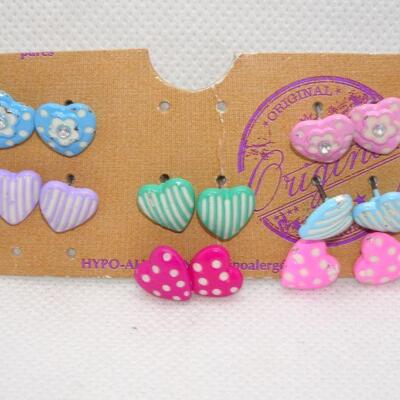 Little Girls Pastel  Colored Heart Post Earrings 