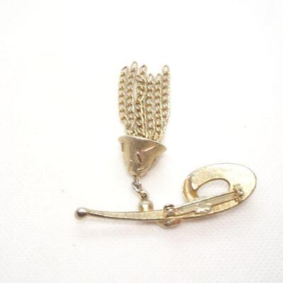 Mid Century Gold Tone chain Tassel Pin