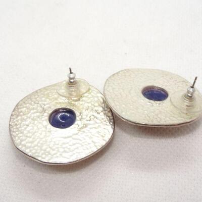 Silver Tone Disc Post Earrings
