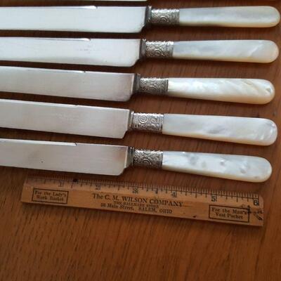 Set of Six Antique Mother of Pearl Handled Knives