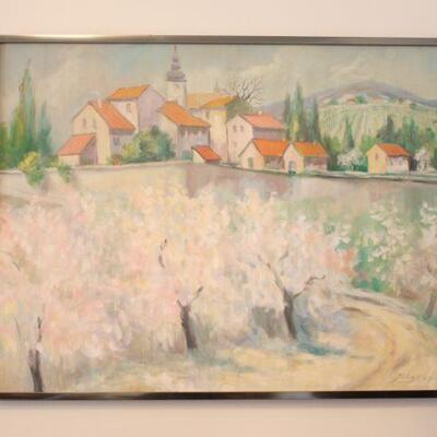 Lot #15: Large Original Oil on canvas piece from Czech Republic dated 1998