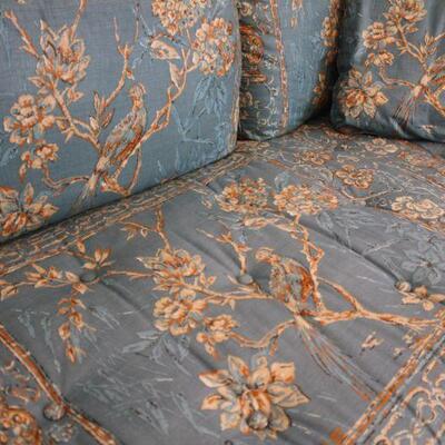 Lot #21: Vintage Blue & Gold Floral Print Silk Sofa
