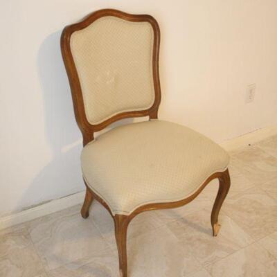 Lot #27: Vintage Cream Upholstered Wooden Chair 