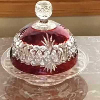 208 - Royal Crystal Ruby Flashed Butter Dish