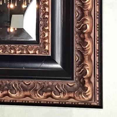 212 - Heavy Wooden Framed Beveled Mirror  #1