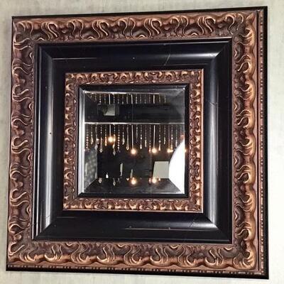 212 - Heavy Wooden Framed Beveled Mirror  #1