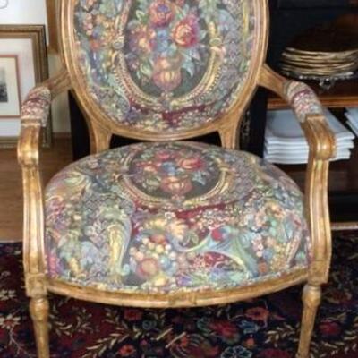 230 - Elegant French Provincial Needlepoint Armchair