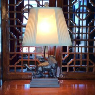 232 - Bronze Lion Table Lamp