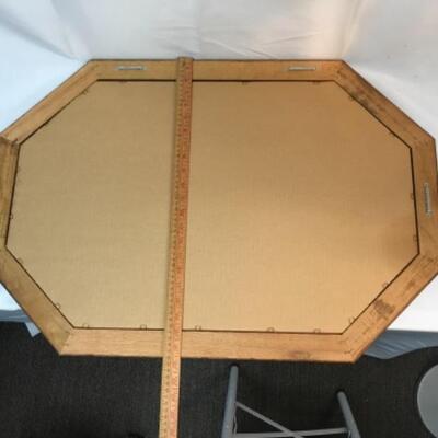 Elongated Octagon Wood Framed Mirror with painted border