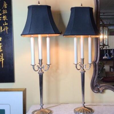 263 - Pair of Candelabra Table Lamps by Barbara Cosgrove