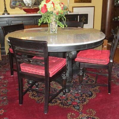 268 - Marble Top Dining Table w/ 4 Chairs