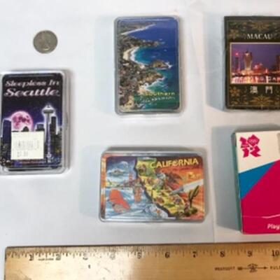 Lot. Of 5 playing card decks - Macau, Seattle, California, London