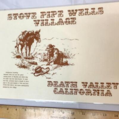 Vintage Advertising place mat Death Valley California Stove  Pipe Wells Village