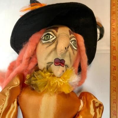 Halloween Witch Joe Spencer Gathered Traditions stuffed doll orange & black
