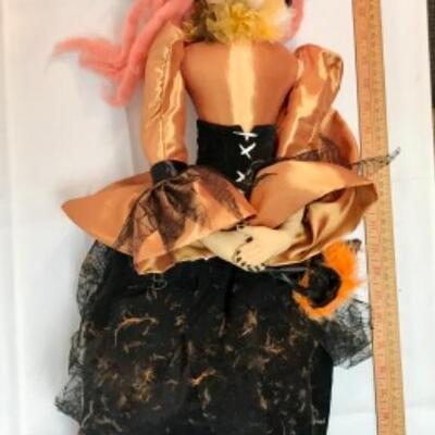 Halloween Witch Joe Spencer Gathered Traditions stuffed doll orange & black