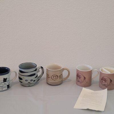 Lot 65: Cat Coffee Cups (5) 