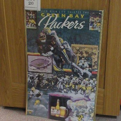 30" tall Packers Poster Miller High Life Salutes The GB Packers