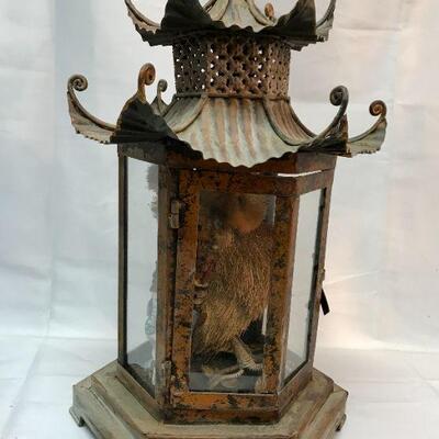 Vintage brass & glass Asian lantern