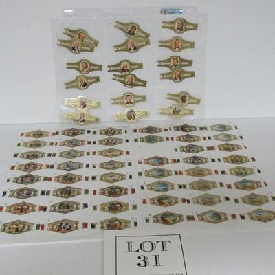 Beautifull Images on 3 Sheets of Vintage Cigar Bands