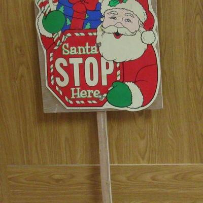Cute Santa Stop Here Yard Sign - Never Out of Season to Buy Christmas Stuff! 