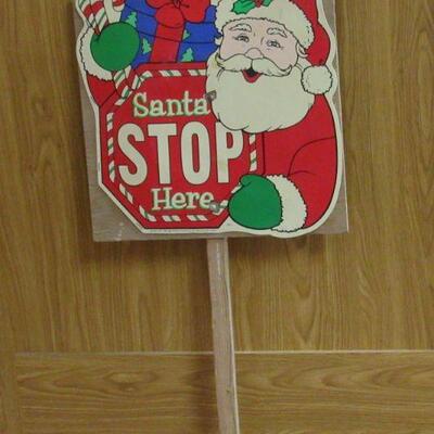 Cute Santa Stop Here Yard Sign - Never Out of Season to Buy Christmas Stuff!
