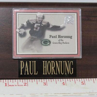 GB Packers Paul Hornung Card On Wood Plaque